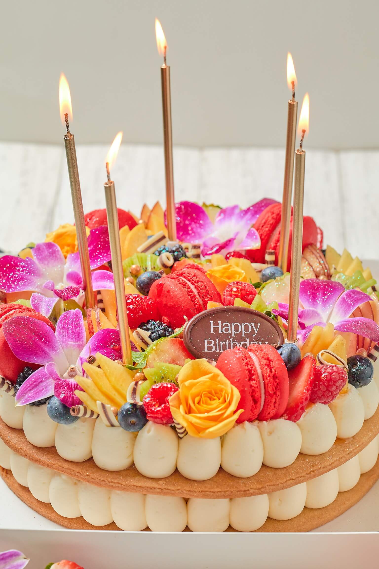 Pink & Gold Birthday Cake - Frudeco Miami
